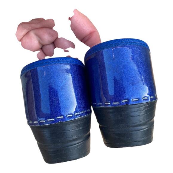 Sanita Professional Clogs Blue Marbled Patent Leather Nurse Shoe SZ 4 EU 35 - Picture 13 of 14